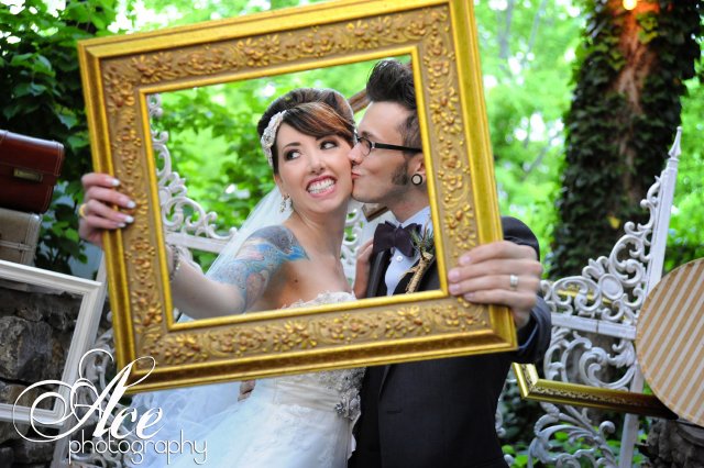 photo frame, bride, groom, franklin wedding, eclectic
